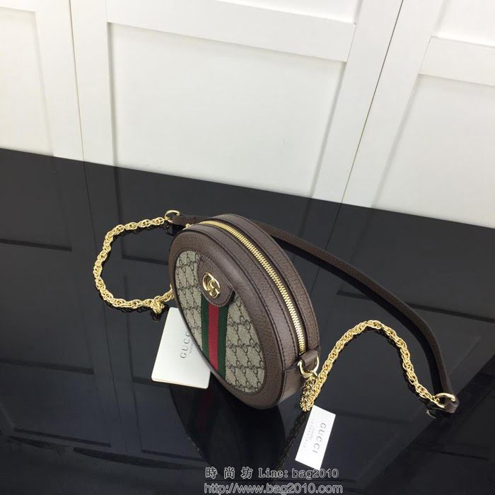 GUCCI古馳 新款 專櫃品質 原單 550618 啡Pvc啡皮繡豬 圓形 鏈條挎包HY1365